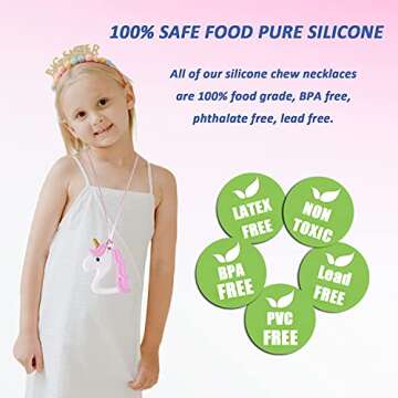 Sensory Chew Necklaces for Girls, 6 Pack Autism Teething Necklace Chew Toys Sensory for Kids with AD...