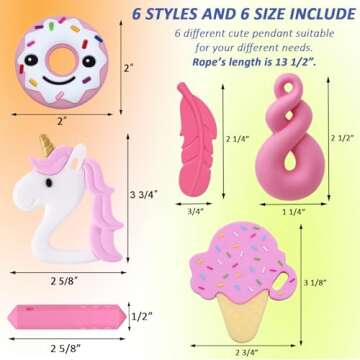 Sensory Chew Necklaces for Girls, 6 Pack Autism Teething Necklace Chew Toys Sensory for Kids with ADHD or Special Need, Silicone Chewable Necklaces Reduces Chewing Fidgeting for Children Adults Chewer