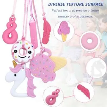 Sensory Chew Necklaces for Girls, 6 Pack Autism Teething Necklace Chew Toys Sensory for Kids with ADHD or Special Need, Silicone Chewable Necklaces Reduces Chewing Fidgeting for Children Adults Chewer