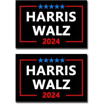 2 Pack Harris Walz 2024 Magnet Kamala Harris Tim Walz Waltz for President VP Car Magnet Auto Truck F...