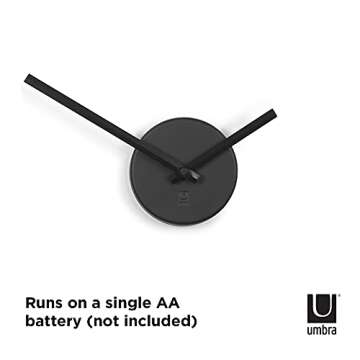 Umbra 1005400-040 Blink Wall Clock Black - Easy to Paste Wall Sticker Numbers, Frameless Large Decorative Wall Clock, Simple Indicators, Minimalist, Black,39.25 Inch L x 39.25 Inch W x 1.38 Inch H