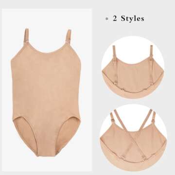 Stelle Girls Nude Seamless Undergarment Camisole Leotard for Dance/Ballet/Gymnastics (Nude, 8-11 Years)
