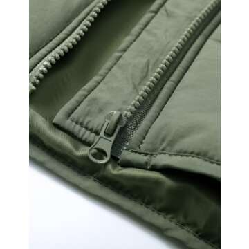 Flygo Womens Oversized Puffer Jacket Lightweight Quilted Jackets Zip Up Winter Warm Padded Coat(ArmyGreen-M)