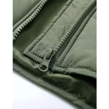 Flygo Womens Oversized Puffer Jacket Lightweight Quilted Jackets Zip Up Winter Warm Padded Coat(ArmyGreen-M)