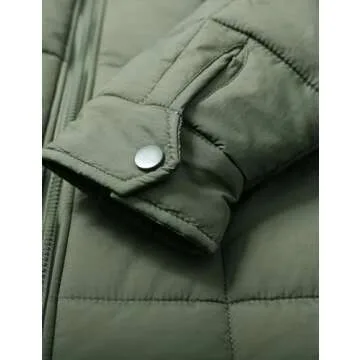 Flygo Womens Oversized Puffer Jacket Lightweight Quilted Jackets Zip Up Winter Warm Padded Coat(ArmyGreen-M)