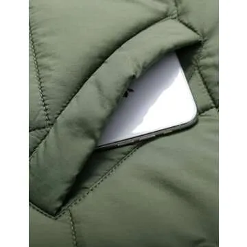 Flygo Womens Oversized Puffer Jacket Lightweight Quilted Jackets Zip Up Winter Warm Padded Coat(ArmyGreen-M)