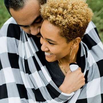 Soft Oversized Throw Blanket - Super Cozy Adult Size Large Swaddle Blankets for Bed, Sofa, Couch - Lightweight Jersey Knit Comfort Throws 57x72 Inch Long (Black Buffalo Plaid)