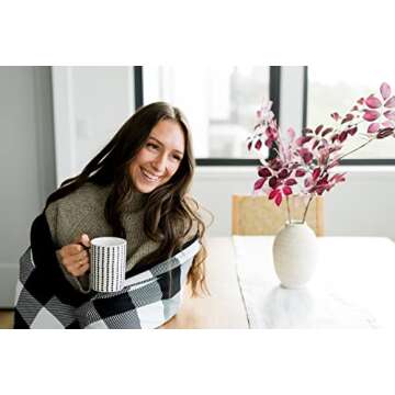 Soft Oversized Throw Blanket - Super Cozy Adult Size Large Swaddle Blankets for Bed, Sofa, Couch - Lightweight Jersey Knit Comfort Throws 57x72 Inch Long (Black Buffalo Plaid)