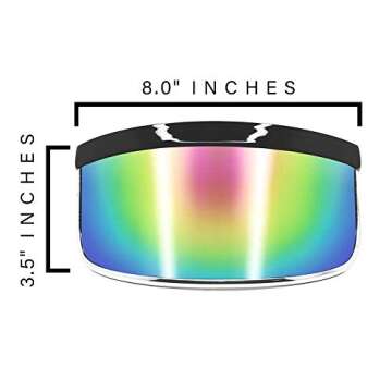 GloFX Rainbow Mirror Visor Sunglasses – Oversized Full Face Festival Accessories, Reflective Cyber...