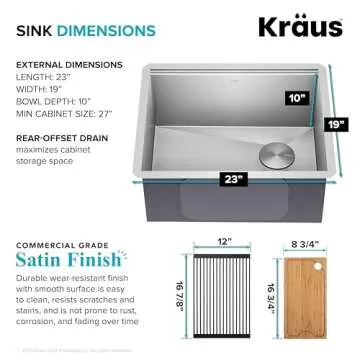 KRAUS Kore 23-Inch Undermount Workstation Stainless Steel Sink