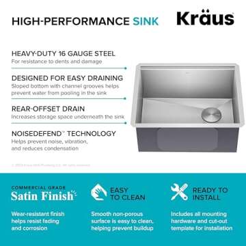 KRAUS Kore 23-Inch Undermount Workstation Stainless Steel Sink