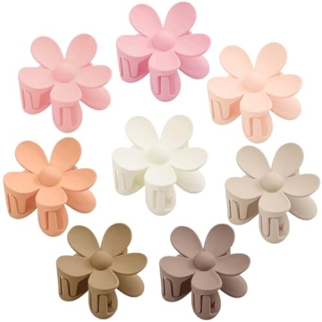 Flower Hair Clips 8PCS Hair Claw Clips Matte Large Claw Clips Cute Hair Clips Strong Hold for Women ...