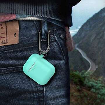 AhaStyle Upgrade Silicone Case Protective Cover [Front LED Visible] Compatible with Apple AirPods 2 & 1 (Mint Green)