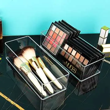 JessLab Acrylic Organizer, 1 Cube Sections Makeup Organizer for Drawer, Makeup Organizer for Vanity, Countertop, Bathroom, Kitchen and Cabinet Storage