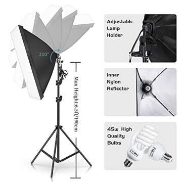 Kshioe Photography Lighting Kit, Light Box Photography with Backdrap Stand, Photo Backdrops for Phot...