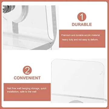 Shower Caddy Adhesive Shower Organizer: 2 Pcs Shower Shelf Wall Mounted, Bathroom Floating Shelf Clear Acrylic Shower Organizer No Drilling Shower Racks for Shampoo, Body Wash, Soap