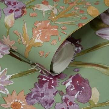 Grandeco Wildflowers Wallpaper Sage A61601