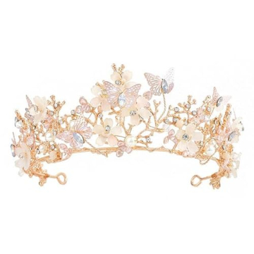 Kisshine Bride Wedding Flower Crowns and Tiaras Bridal Butterfly Tiara Baroque Queen Crown Crystal C...