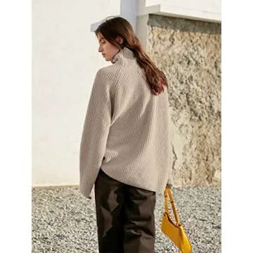 Trendy Women's Oversized Turtleneck Sweater Cozy Style