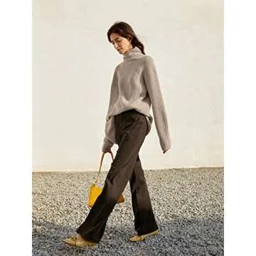 Trendy Women's Oversized Turtleneck Sweater Cozy Style