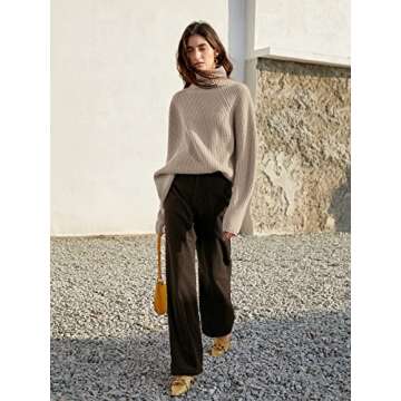 Trendy Women's Oversized Turtleneck Sweater Cozy Style