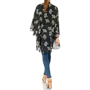 Steve Madden Women's Fresh Breeze Luxe Kimono, Black, One Size