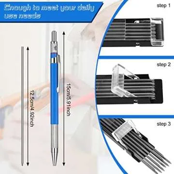 Nezyo 4 Pieces Welder Pencil with 60 Pieces Round Refills Mechanical Pencil Metal Marker Pen for Con...