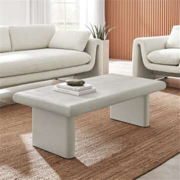 Modway EEI-6578-WHI Relic Concrete Textured Coffee Table, White
