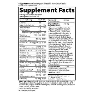 Garden of Life Vegetarian Multivitamin Supplement for Kids - Vitamin Code Kids Chewable Raw Whole Food Vitamin with Probiotics, 30 Chewable Bears