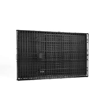 Amazon Basics Durable, Foldable Metal Wire Dog Crate with Tray, Double Door, 48 x 30 x 32.5 Inches, Black