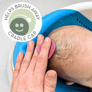 S&T INC. Exfoliating and Massaging Cradle Cap Bath Brushes for Baby, Silicone - 2 Inch x 2.5 Inch, P...