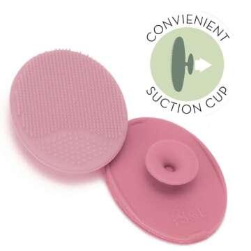 S&T INC. Exfoliating and Massaging Cradle Cap Bath Brushes for Baby, Silicone - 2 Inch x 2.5 Inch, Pink, 2 Pack