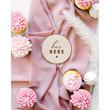 He’s Here Wooden Baby Announcement Plaque for Photos