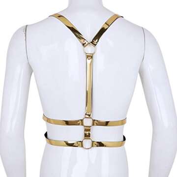 FEESHOW Unisex Faux Leather Body Chest Harness Adjustable Style