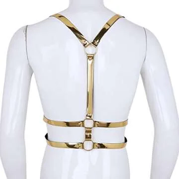 FEESHOW Unisex Faux Leather Body Chest Harness Adjustable Style
