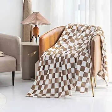 LOMAO Flannel Throw Blanket - Soft Checkerboard Cozy All Seasons