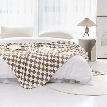LOMAO Flannel Throw Blanket - Soft Checkerboard Cozy All Seasons