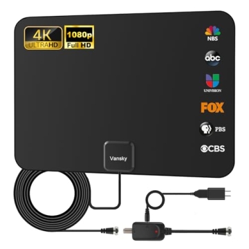 Vansky Indoor Digital Amplified HDTV Antenna - 1080p with Long Coax Cable