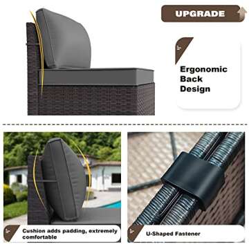 Delnavik Patio Furniture Sectional Sofa Set 13-Pieces PE Rattan Patio Conversation Set w/43in Gas Fire Pit Table, Outdoor Furniture with 55000 BTU Propane Fire Pit, Grey