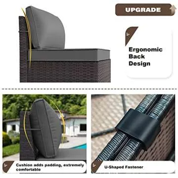 Delnavik Patio Furniture Sectional Sofa Set 13-Pieces PE Rattan Patio Conversation Set w/43in Gas Fire Pit Table, Outdoor Furniture with 55000 BTU Propane Fire Pit, Grey