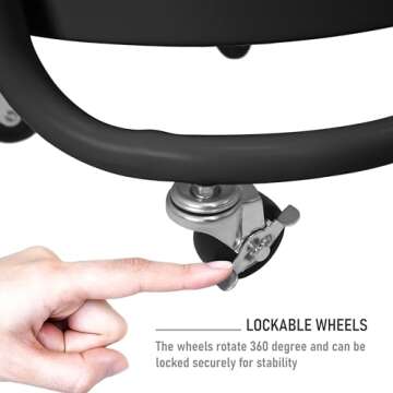 HOMESTEAD Premium 3-Tier Round Rolling Cart - Heavy Duty Metal Utility Cart with Round Trays for Small Space Bedside Craft Storage, Office Organization, Black