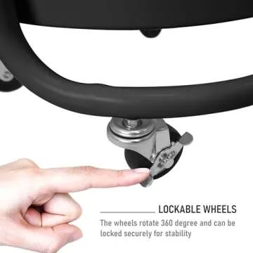 HOMESTEAD Premium 3-Tier Round Rolling Cart - Heavy Duty Metal Utility Cart with Round Trays for Small Space Bedside Craft Storage, Office Organization, Black