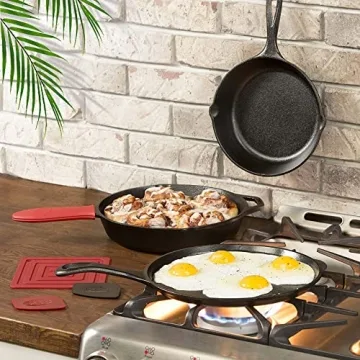 Versatile 3-Piece Pre-Seasoned Cast Iron Skillet Set