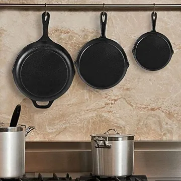 Versatile 3-Piece Pre-Seasoned Cast Iron Skillet Set