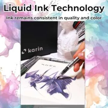 Karin Brushmarker Pro 12pc Neon brush tip markers Set, Blendable, Water-Based, Professional Grade Brush Markers for Adults and Artists, 12 Neon Colors, Adult Markers for Coloring Books and more