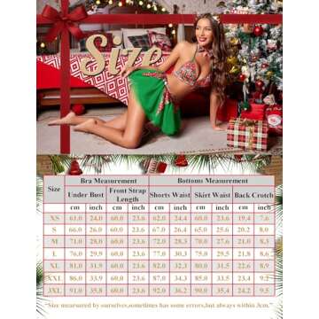 Avidlove Sexy Christmas Lingerie for Women Holiday Outfits Plaid Bra and Skirt Santa Sleepwear with Bow Tie