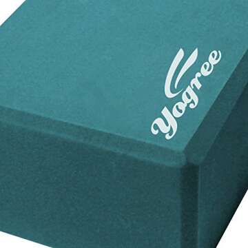 yogree (2-PC Yoga Blocks, 9"x6"x4" - High Density EVA Foam Brick Provides Stability Balance & Support, Improve Strength and Deepen Poses - Great for Yoga, Pilates, Workout, Fitness & Gym (Turquoise)
