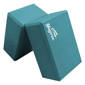 yogree (2-PC Yoga Blocks, 9"x6"x4" - High Density EVA Foam Brick Provides Stability Balance & Support, Improve Strength and Deepen Poses - Great for Yoga, Pilates, Workout, Fitness & Gym (Turquoise)