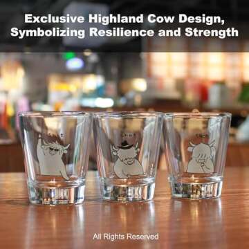 WOOWA New Beginnings Gifts. New Job, Farewell, Goodbye Gifts for Coworkers. Promotion, Congratulations, Good Luck Gifts. Going Away, Moving Gifts for Friends. Highland Cow Cute Shot Glasses Set.