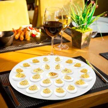 HIC Porcelain Deviled Egg Dish, 13-inch